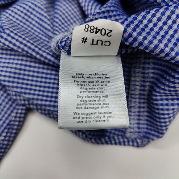 Mizzen + Main Spinnaker Collection Trim Fit Blue Check Shirt Mens Size Large - Picture 6 of 7